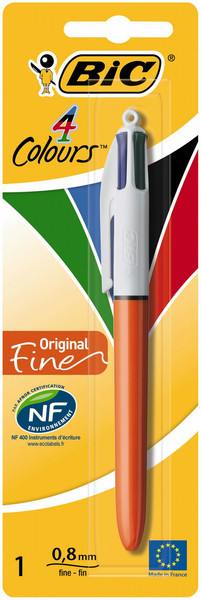 BIC 802078 Clip-on retractable pen Черный, Синий, Зеленый, Красный 1шт ручка-роллер
