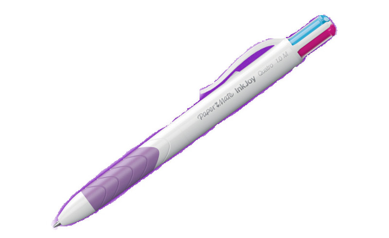 Papermate QUATRO Clip-on retractable ballpoint pen Hellblau, Hellgrün, Violett 1Stück(e)