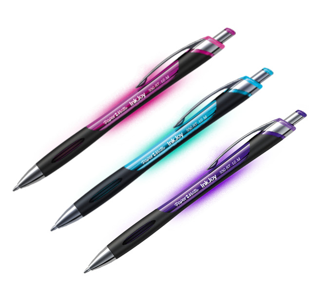 Papermate InkJoy 550 RT Clip-on retractable ballpoint pen Medium Violett, Türkis 3Stück(e)