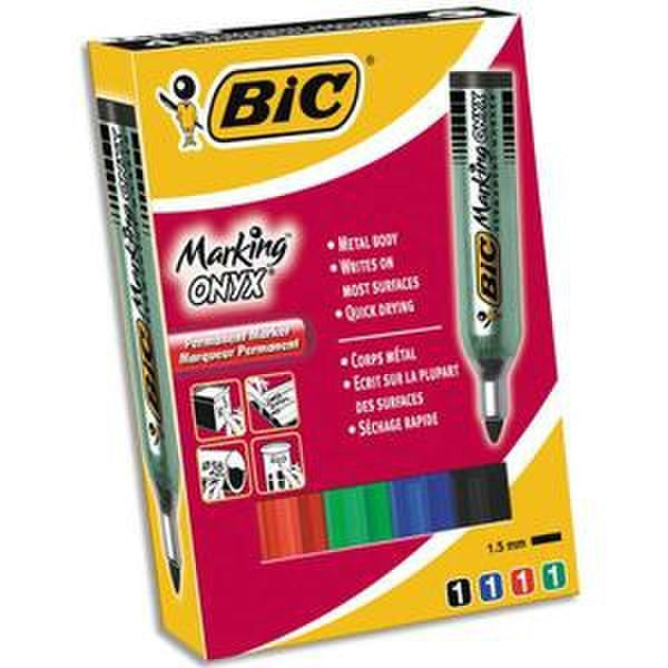 BIC Marking Onyx 1482 Bullet tip Black,Blue,Grey,Red 4pc(s) permanent marker