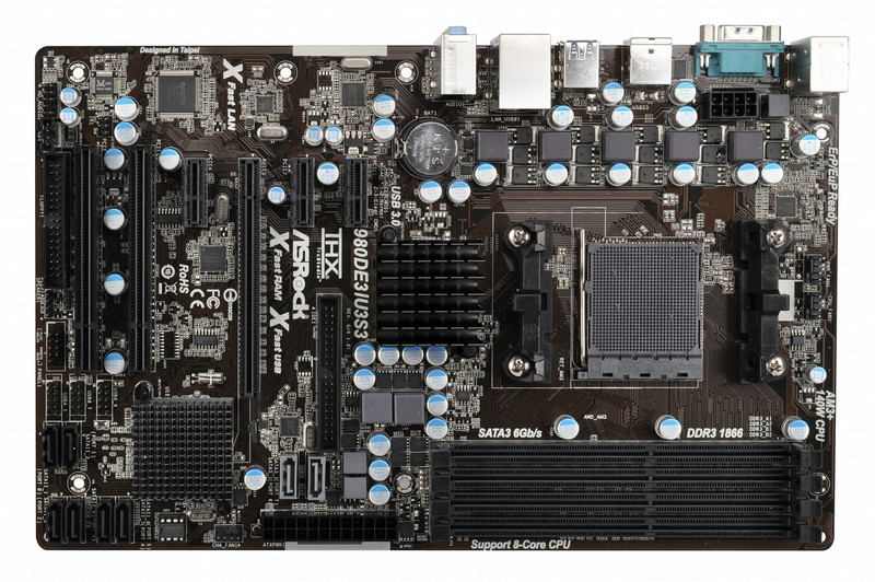 HP Asrock 980DE3/U3S3 AMD 760G Socket AM3+ ATX материнская плата