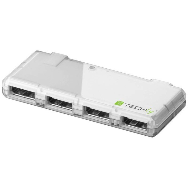 Techly Mini Hi Speed USB Hub 4 Ports White IUSB2-HUB4-WHTY