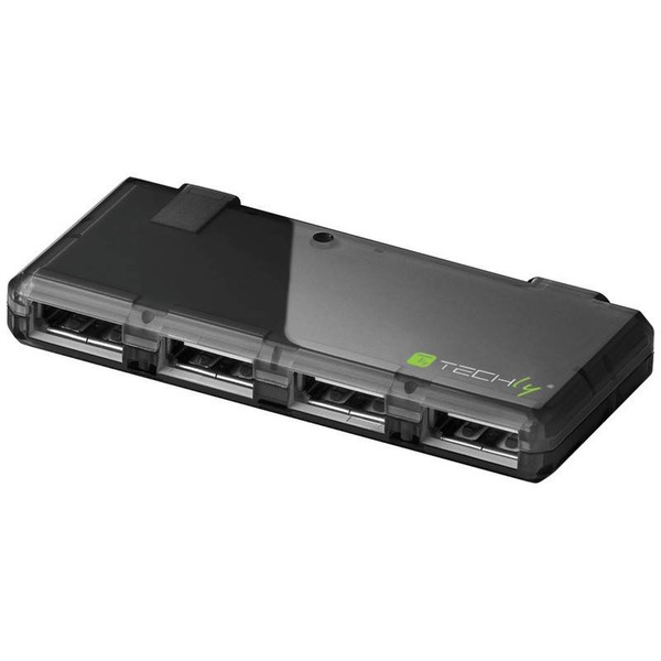 Techly Mini Hi Speed USB Hub 4 Ports Black IUSB2-HUB4-BKTY