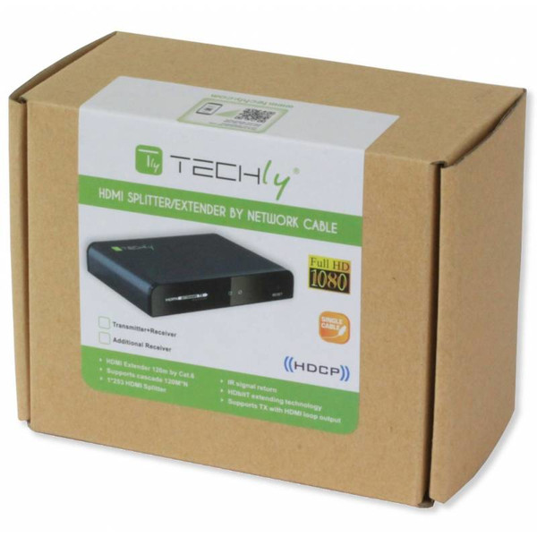 Techly Additional receiver for HDMI Extender with IR HDbitT of Cable Network IDATA EXTIP-383IRRX