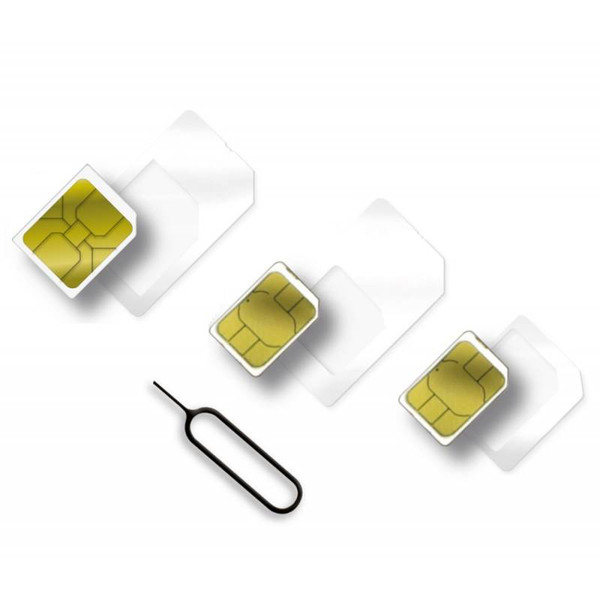Techly Adapter SIM Card (3 in 1) nano-sim, micro-sim and sim White I-SIM-3W