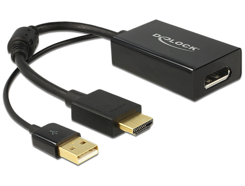 DeLOCK 0.245m HDMI+USB2.0-A/DisplayPort 0.254m HDMI + USB DisplayPort Black video cable adapter