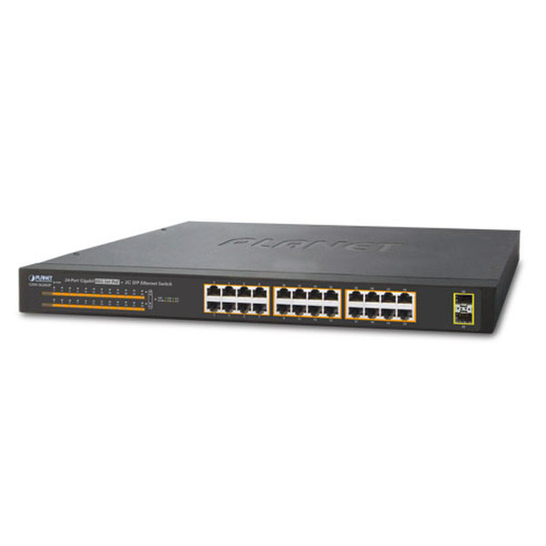 Planet GSW-2620HP gemanaged 10G Ethernet (100/1000/10000) Energie Über Ethernet (PoE) Unterstützung 1U Schwarz Netzwerk-Switch