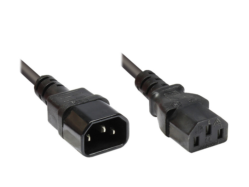 Alcasa 1600 2m C14 coupler C13 coupler Black power cable