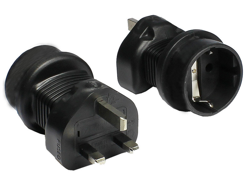 Alcasa 1550-ADES Type D (UK) Type F (Schuko) Black power plug adapter
