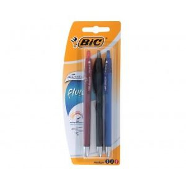 BIC 3086123340374 Черный, Синий, Пурпурный 3шт ручка-роллер