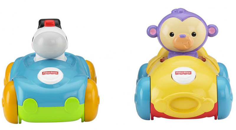 Mattel Silly Speedsters Friendly Racers Zebra & Monkey Kunststoff Mehrfarben Schiebe- & Ziehspielzeug