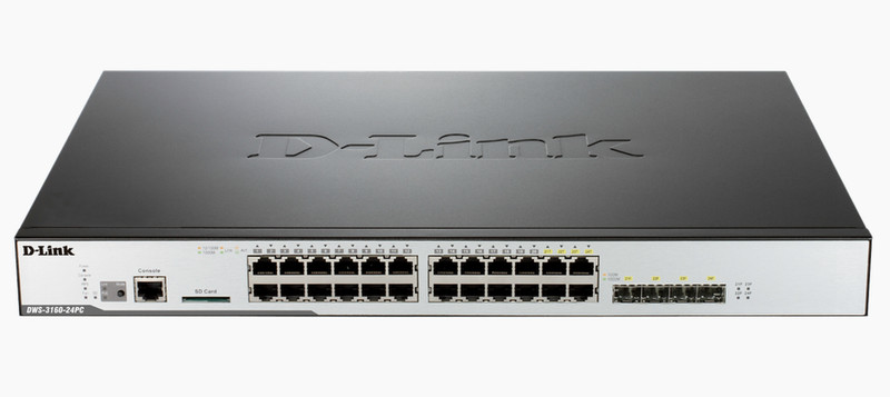 D-Link DWS-3160-24PC gemanaged L2+ Gigabit Ethernet (10/100/1000) Energie Über Ethernet (PoE) Unterstützung Schwarz
