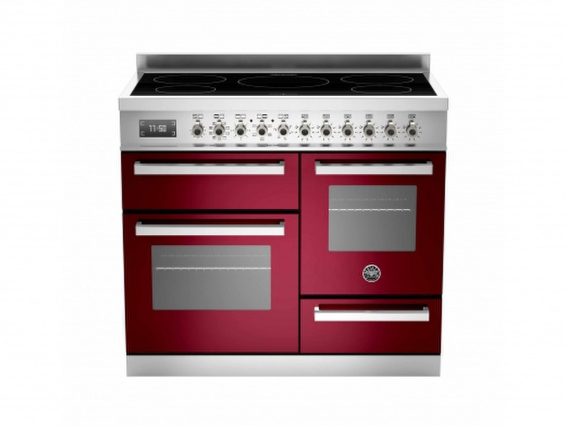 Bertazzoni PRO100 5I MFE T VI T Freistehend Induktionskochfeld A Burgund, Edelstahl Küchenherd