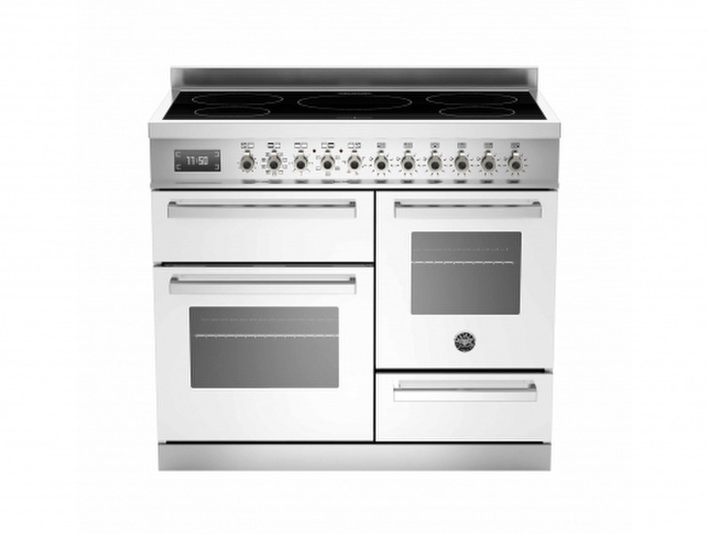 Bertazzoni PRO100 5I MFE T BI T Freistehend Induktionskochfeld A Edelstahl, Weiß Küchenherd