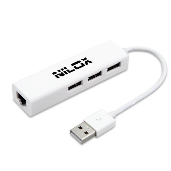Nilox 16NXADULUS002 USB 100Мбит/с Белый хаб-разветвитель