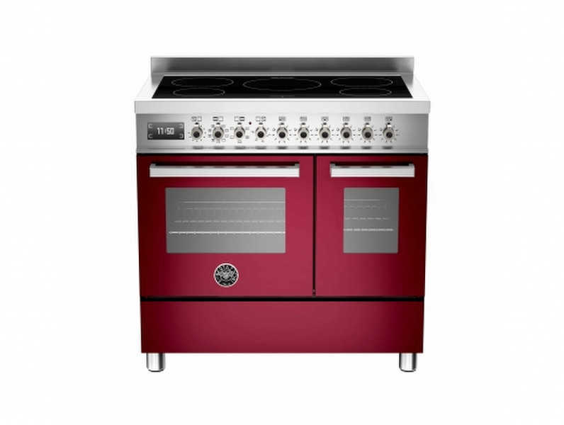 Bertazzoni PRO90 5I MFE D VI T Freestanding Induction hob A Burgundy,Stainless steel cooker