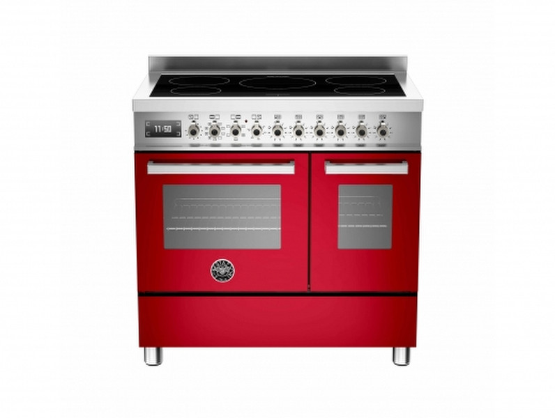 Bertazzoni PRO90 5I MFE D RO T Отдельностоящий Induction hob A Красный, Нержавеющая сталь кухонная плита