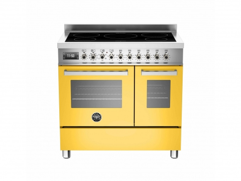 Bertazzoni PRO90 5I MFE D GI T Freistehend Induktionskochfeld A Edelstahl, Gelb Küchenherd