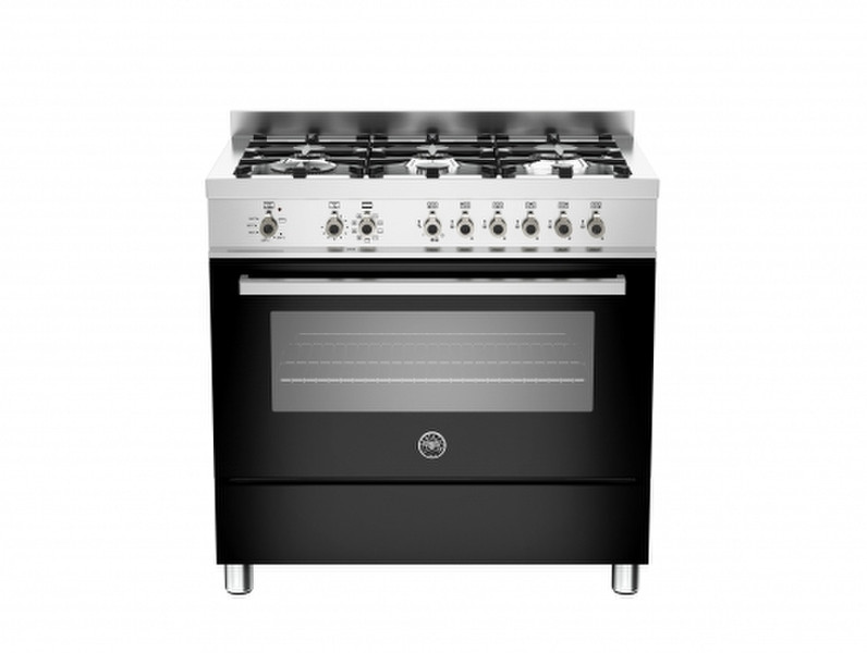 Bertazzoni PRO90 6 MFE S NE E Freestanding Gas hob A Black,Stainless steel cooker