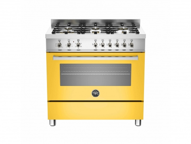 Bertazzoni PRO90 6 HYB S GI T Freestanding Gas hob A Stainless steel,Yellow cooker