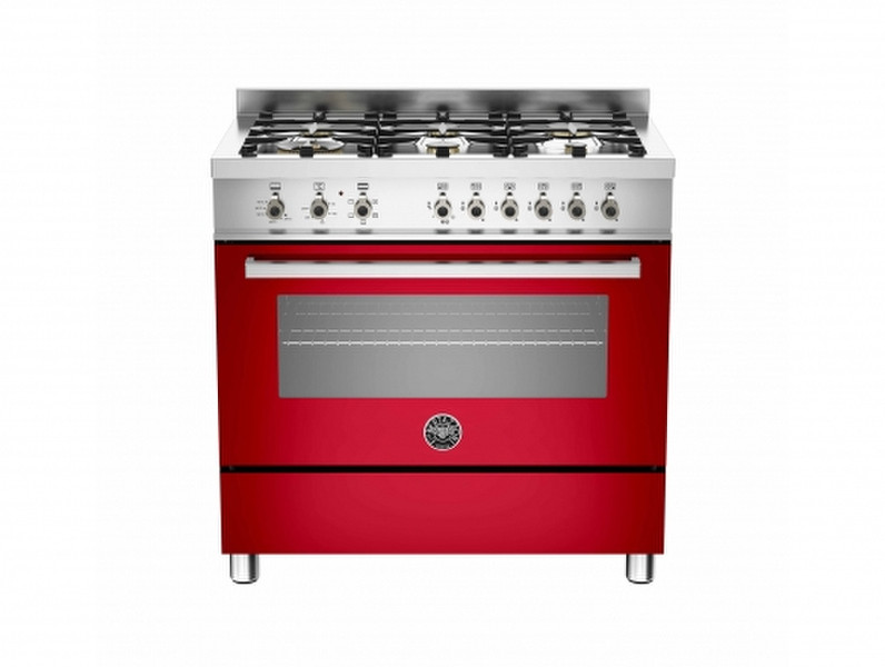 Bertazzoni PRO90 6 HYB S RO T Freistehend Gas hob A Rot, Edelstahl Küchenherd