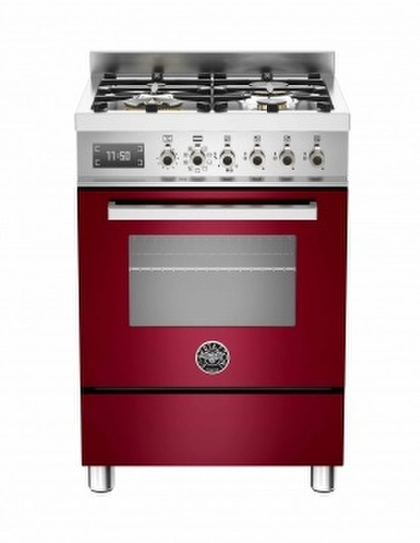 Bertazzoni PRO60 4 MFE S VI T Отдельностоящий Gas hob A Бургундский кухонная плита