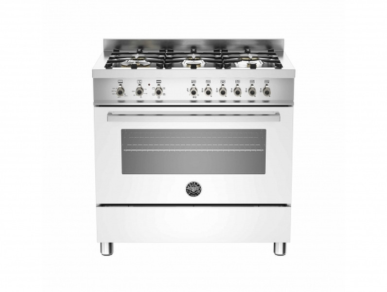 Bertazzoni PRO90 6 HYB S BI T Freistehend Gas hob A Edelstahl, Weiß Küchenherd