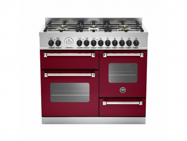 Bertazzoni MAS100 6 MFE T VI T Freestanding Gas hob A Burgundy,Stainless steel cooker