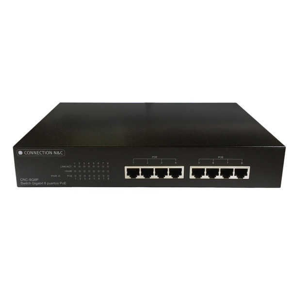 Connection N&C CNC-SG8P Неуправляемый Gigabit Ethernet (10/100/1000) Power over Ethernet (PoE) Черный сетевой коммутатор