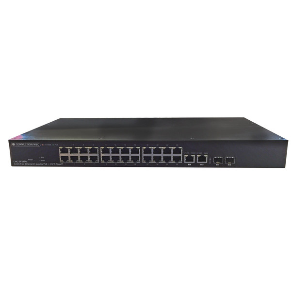 Connection N&C CNC-SF24PM Управляемый Fast Ethernet (10/100) Power over Ethernet (PoE) 1U Черный сетевой коммутатор