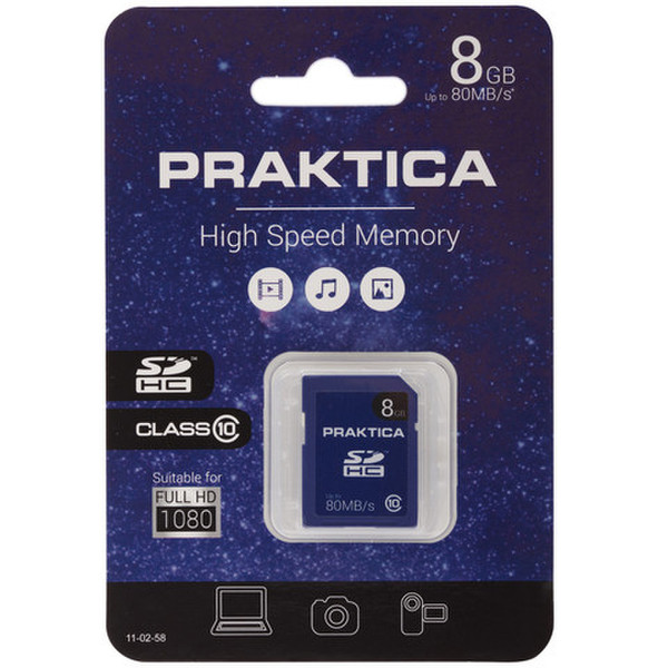 Praktica 8GB, Class 10, SDHC 8ГБ SDHC Class 10 карта памяти