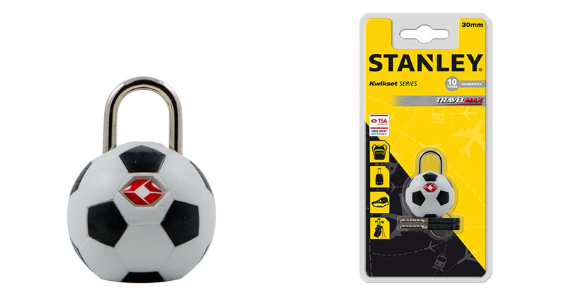 Stanley TSA Football Shaped Padlock 30mm Luggage key lock Полипропилен (ПП), Цинк Черный, Нержавеющая сталь, Белый