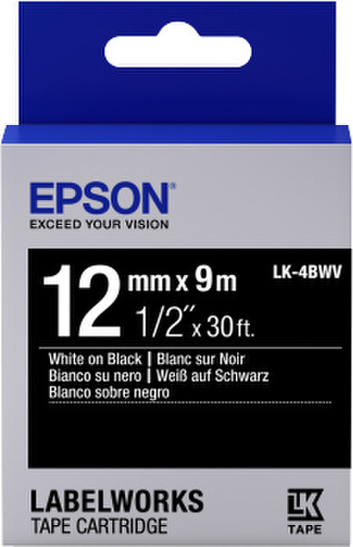 Epson C53S654009 Белый на черном этикеточная лента