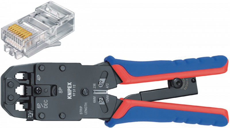 Knipex 97 51 12 SB Crimpwerkzeug Schwarz, Blau, Rot Kabel-Crimper