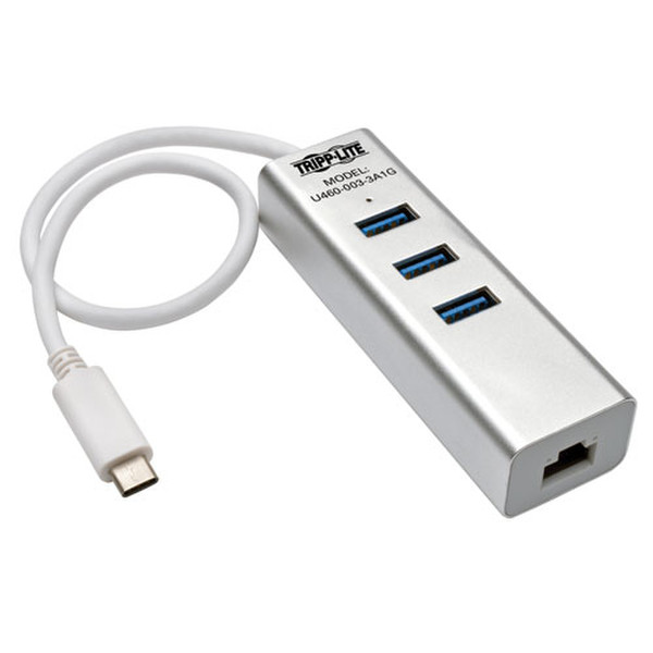 Tripp Lite U460-003-3A1G USB 3.0 (3.1 Gen 1) Type-C 5000Мбит/с Cеребряный хаб-разветвитель