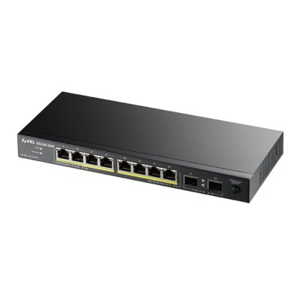 ZyXEL GS1100-10HP Неуправляемый Gigabit Ethernet (10/100/1000) Power over Ethernet (PoE) 1U Черный