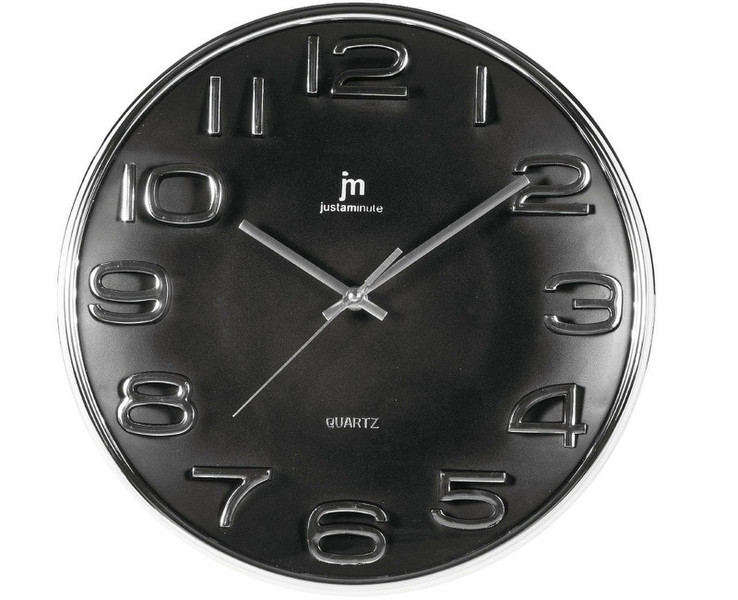 Lowell 00810 Quartz wall clock Circle Black,Chrome