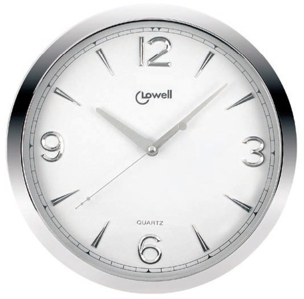 Lowell 16120C Quartz wall clock Circle Chrome,White wall clock