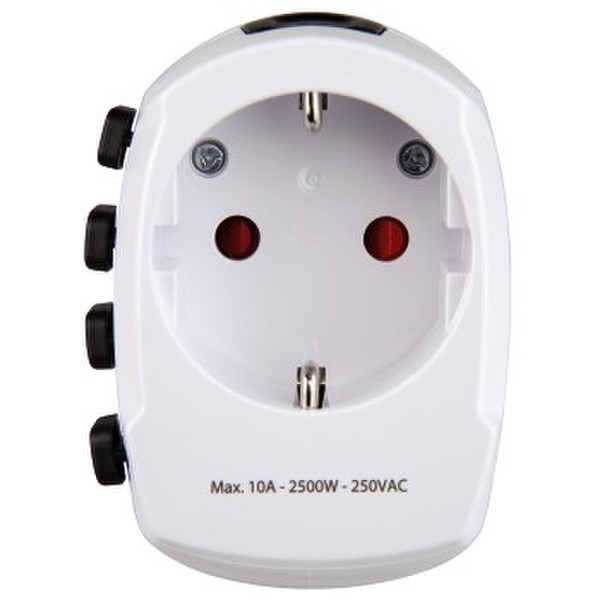 Hama 128200 Universal Universal White power plug adapter