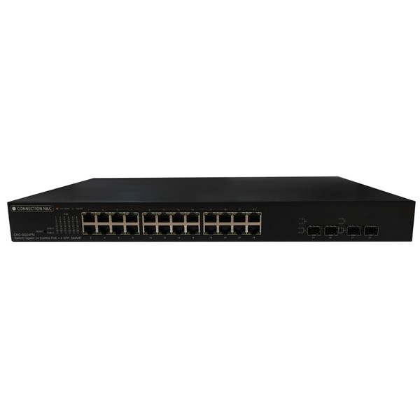 Connection N&C CNC-SG24PM Gigabit Ethernet (10/100/1000) Power over Ethernet (PoE) 1U Черный сетевой коммутатор