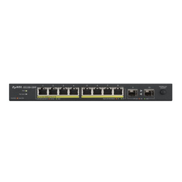 ZyXEL GS1100-10HP ungemanaged Gigabit Ethernet (10/100/1000) Energie Über Ethernet (PoE) Unterstützung 1U Schwarz