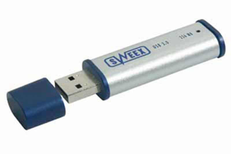 Sweex USB 2.0 Memory Pen 256 MB Aluminium 0.256ГБ USB 2.0 Тип -A Синий USB флеш накопитель