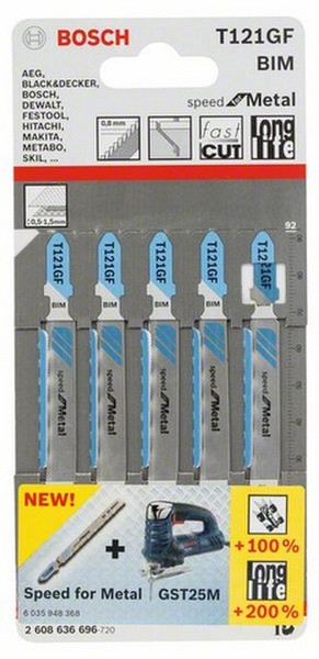 Bosch 2 608 636 696 Jigsaw blade Bimetallisch 5Stück(e)