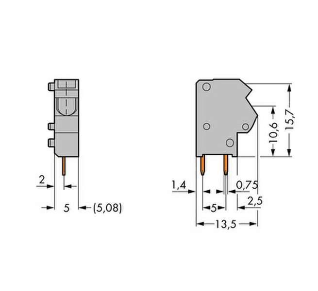 Wago 254-801 1P Grau Elektrischer Anschlussblock