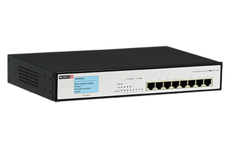 Provision-ISR POES-08120G Gigabit Ethernet (10/100/1000) Power over Ethernet (PoE) 1U Черный, Белый сетевой коммутатор