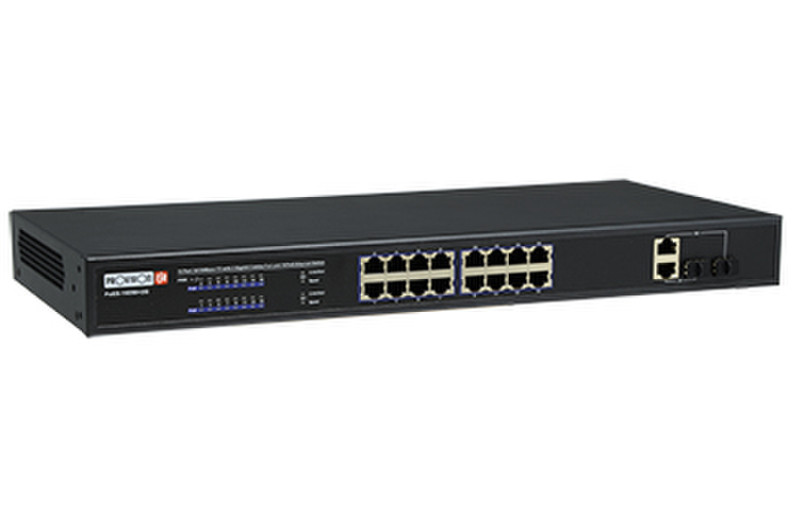 Provision-ISR POES-16250+2COMBO Управляемый Fast Ethernet (10/100) Power over Ethernet (PoE) 1U Черный сетевой коммутатор