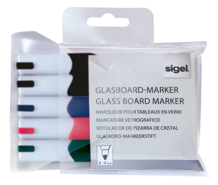 Sigel GL711 Пулевидный наконечник Черный, Синий, Зеленый, Красный 5шт маркер