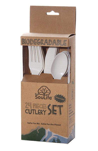 EcoSouLife Cornstarch Cutlery Set 8Person(en) 24Stück(e) Einweg-Geschirr-Set