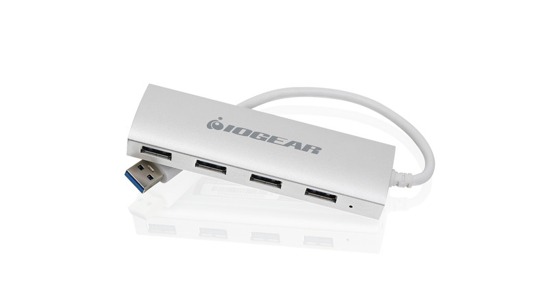 iogear GUH304 USB 3.0 (3.1 Gen 1) Type-A 5000Мбит/с Алюминиевый хаб-разветвитель