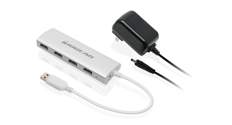 iogear GUH304P USB 3.0 (3.1 Gen 1) Type-A 5000Мбит/с Алюминиевый хаб-разветвитель